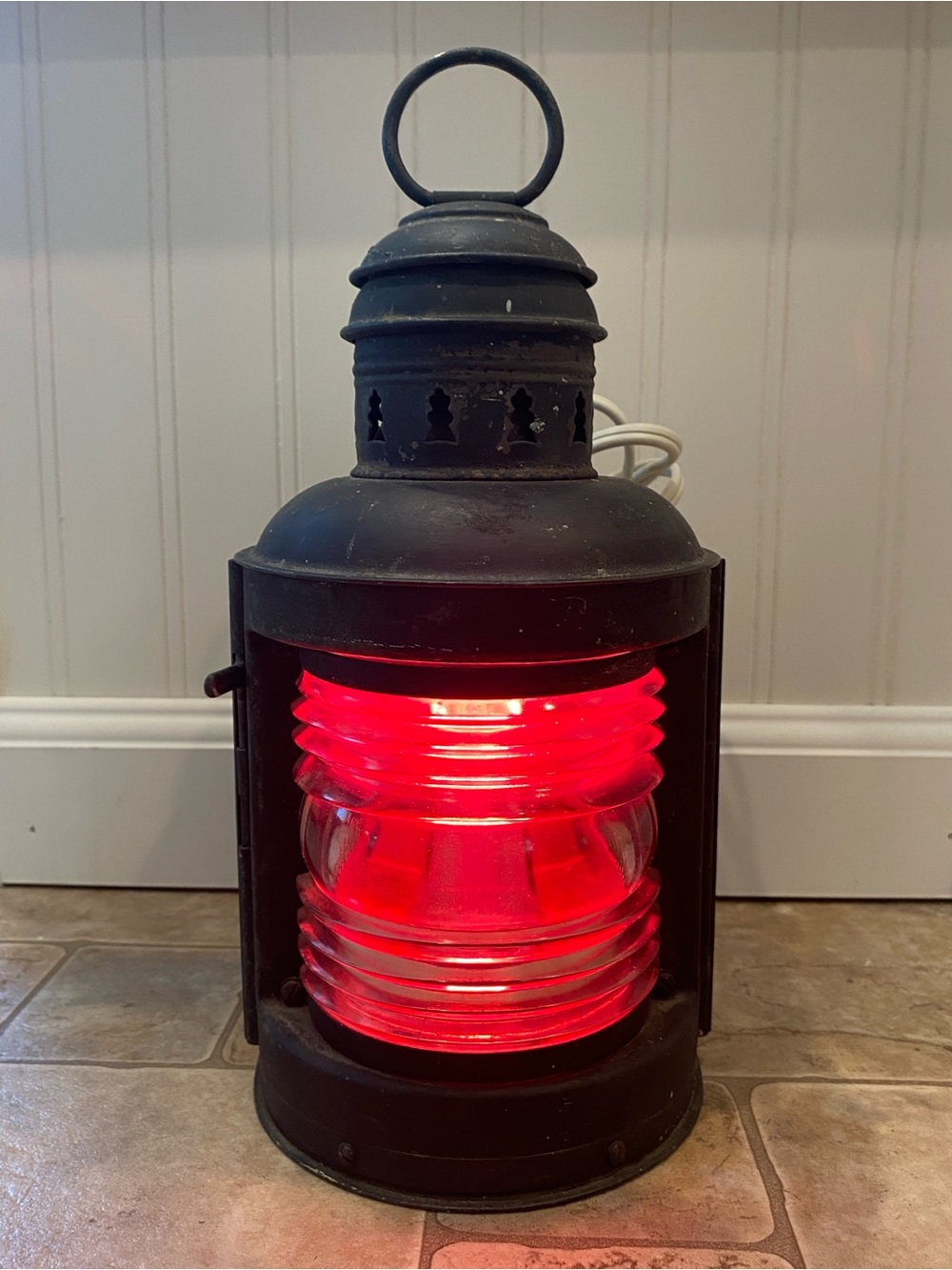 VTG Perko Perkins  marine lamp lantern.  Brooklyn N.Y. Brass Patina Working Lamp